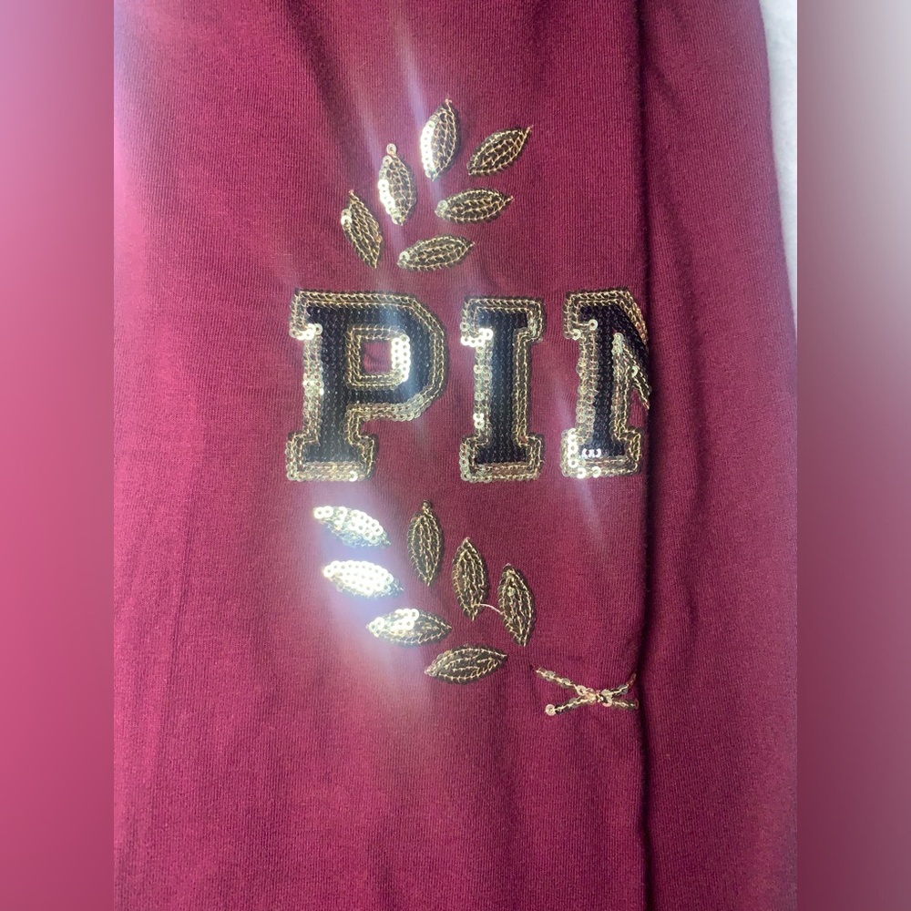 PINK Victoria Secret Burgundy Sequence Leggings
